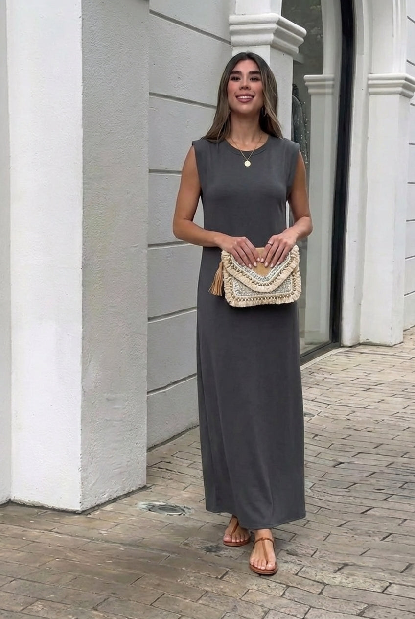 Silvia | Vestido largo fluido antiarrugas