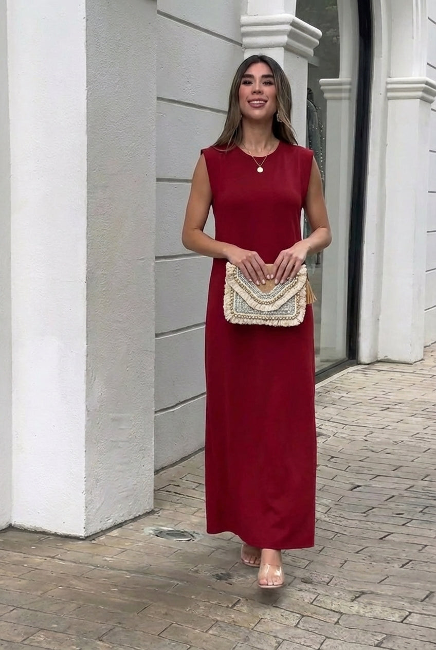 Silvia | Vestido largo fluido antiarrugas